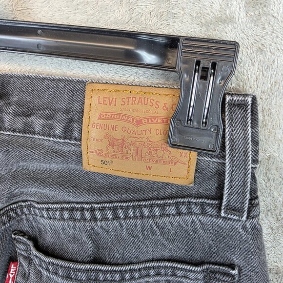 Levi's 501 Jeans Womens 25x30 Gray Black Button Fly High Rise Straight Denim - Picture 10 of 15